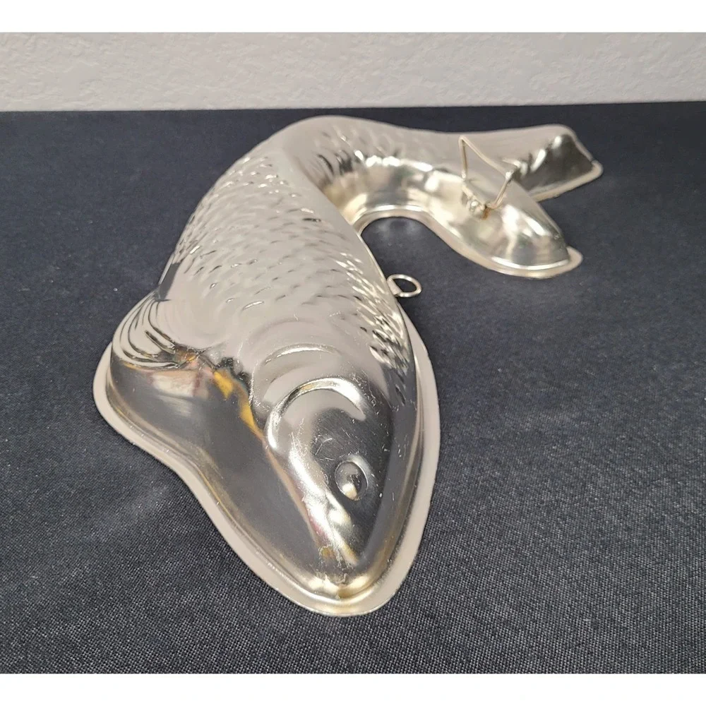 Vintage 1970s Hong Kong Aluminum Jumping Fish-shaped Mold or Wall Hanging Decor